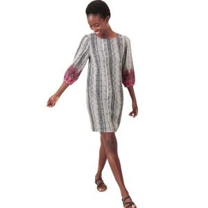 Garnet Hill 100% Linen Boho Print Market Dress Relax Fit size‎ XS